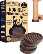 CasterMaster Chair Leg Floor Protectors & Furniture Sliders - 2 in x 2 in Round Brown Set of 4 - Non Slip Furniture Pads for Hardwood Floors & Noise Reduction