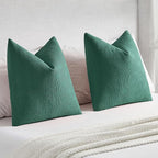 FUTEI Teal Chenille Decorative Throw Pillow Covers 18x18 Inch Set of 2,Soft Cozy Striped Geometric Patterns Cushion Cases,Modern Home Decor for Couch Bed Living Room