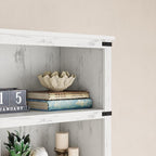IDEALHOUSE 3 Tier Bookcase, Farmhouse Book Shelf with Storage, Low Book Case Wooden 3 Shelf Bookcase for Home Office, Living Room, Bed Room (White, 40.0" H x 31.5" W x 12.2" D)