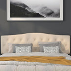 BizChair Tufted Upholstered King Size Headboard in Beige Fabric