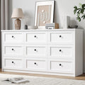 CHUWELL White Dresser for Bedroom, 59.1" Wide Dressers & Chests of Drawers with Large Capacity Storage,9 Drawers Dresser for Bedroom