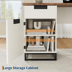 IDEALHOUSE Farmhouse Executive Desk, 59" Computer Desk, White Home Office Desks with File Drawer and Storage Cabinet, Wood Writing Desks for Home Office, Bedroom, White+Vintage