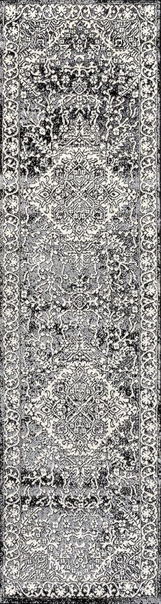 JONATHAN Y Vintage Medallion Indoor Runner Rug Black 2X8, Modern Boho for Living Room, Bedroom, Kitchen, Office, Easy-Cleaning, High Traffic, Pet-Friendly, Non-Shedding MDP100D-28
