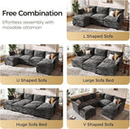 KKL 120" Modular Sectional Sofa for Living Room, U-Shaped 6 Seater Convertible L-Shaped Cloud Couch with Ottoman, Chenille Modern Sectional Couches for Living Room, Apartment, Grey