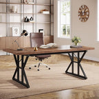 Tribesigns 70.86-Inch Large Executive Desk, Industrial Home Office Computer Desk, Simple Long Writing Study Table Business Furniture (Brown/Black)