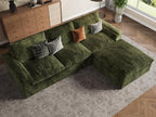 EASE MOOSE Oversized Sectional Cloud Couch for Living Room, L-Shape Modular Boneless Sofa, Cloud Sofa Set with Fluffy Foam, 4-Seat Deep Comfy Sofa with Ottoman for Bedroom Apartment, Chenille (Green)