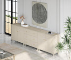 WAMPAT Sideboards Buffet Cabinet, 3-in-1 Wood Wide Credenza Storage Cabinet with Doors and Drawers, Modern Kitchen Coffee Bar Table with Storage for Living Room Dining Room, Beige Linen