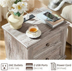 Farmhouse Bedroom Dresser and Nightstand Set of 4, 6 Drawer Tall & 5 Drawers Dresser & 2 Drawer Nightstand Set, Rustic Wood Bedroom Furniture Set for Livingroom, Hallway, Grey
