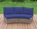 Patio Furniture Sets, 3 Piece Half-Moon Sectional Round Sofa Set, Outdoor Patio Furniture with Cushions for Beach, Pool, Balcony, Blue