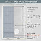 Madison Park Galen Cordless Roman Shade, 29"W x 64"H, Sheen Blue – Room Darkening, Thermal Insulated, Energy Efficient Window Blind with Subtle Sheen Basketweave Fabric for Privacy