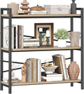 Book Shelf, 3 Tier Bookshelf 31.49" Width, Book Shelf Storage and Organization, Wooden and Metal Industrial Bookcase, Large Book Shelves for Home Living Room Bedroom Office Storage(Light Coffee)