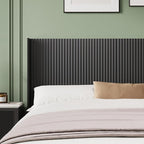 64.6" Wide Wooden Queen Headboard Only, Wingback Boho Headboards, Simple Setup, Modern Farmhouse Headboards with Vertical Grain Design, Wood Headboard Queen Size, Ink Black