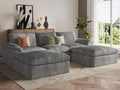 EASE MOOSE Oversized Cloud Couch Sectional Sofa, U-Shaped Modular Couch for Living Room, Minimalist Boneless Convertible Couches with Ottoman, 5-Seat Deep Sofas for Bedroom, Chenille (Grey)