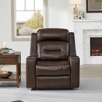 Watson & Whitely Genuine Leather Power Recliner Chairs for Adults, Lay Flat Recliner with Power Headrest, USB Ports and Cup Holders, Electric Reclining Sofa for Living Room, Bedroom, Dark Brown