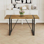 55'' Dining Table for 4-6, Wood Kitchen Table with Metal Legs, Dinner Table for 4-6 for Home Dining Room Living Room