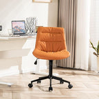Rowill Leather Office Chair,Ergonomic Armless Desk Chair with Waterproof Cushion & Slient Wheels & SGS-Certified Class 3 Explosion-Proof Gas Lift,Ideal for Home Office,Study,Vanity(Brunt Orange)