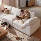 Modular Cloud Sofa, 78.7" Cloud Sectional Couches with Deep Seat，Oversized Loveseat Sofa with Ottoman for Living Room, Modern Comfy Couch with Washable Cover, Wide Armrest (White,1 Ottoman)