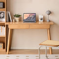 YESWOOD Solid Wood Desk, Mid Century Modern Computer Desk, Office Desk with Drawers for Home Office Study Vanity 31.49" W