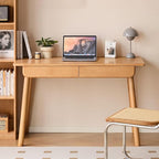 YESWOOD Solid Wood Desk, Mid Century Modern Computer Desk, Office Desk with Drawers for Home Office Study Vanity 41.33" W