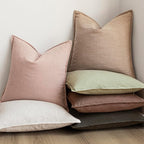 Foindtower Pack of 2, Decorative Linen Solid Throw Pillow Covers Soft Accent Cushion Case Boho Farmhouse Pillowcase for Bed Chair Couch Sofa Bedroom Living Room Home Decor 16 x 16 Inch Light Pink