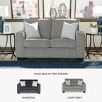 Signature Design by Ashley Altari Modern Loveseat with 2 Accent Pillows, Light Gray