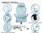 Office Chair - Ergonomic Office Chair with Back Support, Ergonomic Computer Chair - Home Office Desk Chairs, 400lbs Wide Seat Big and Tall Office Chairs with Headrest, Comfy Desk Chairs (Lake Blue)