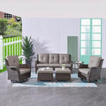 HUMMUH Outdoor Patio Furniture 6 Pieces Furniture Set Wicker Outdoor Sectional Couch with Patio Swivel Glider Chairs,Side Table,Ottomans for Patio