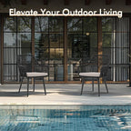 JOIVI Patio Dining Chairs Set of 2, Outdoor Rattan Chairs with Armrest and Cushions for Outside Lawn, Garden, Backyard, Indoor, Outdoor Dining Chairs, 350lb Weight Capacity, Black Patio Chairs