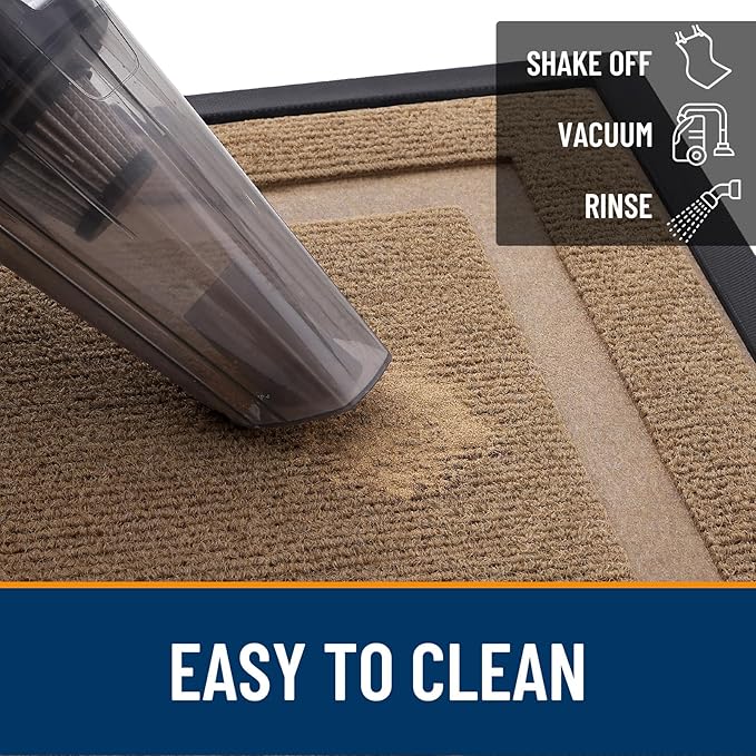 OLANLY Front Door Mat Indoor Outdoor Entrance, Waterproof All-Season, All-Weather Doormat, Sturdy Natural Rubber, Fade Resistant, Low Profile, Easy Clean Patio Porch Entryway Mat, 71x47, Light Brown
