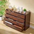 LIDYUK Dark Cherry Dresser for Bedroom, 8 Drawer Dressers & Chests of Drawers, Modern Wood Dresser, 48 Inches Wide Chest of Drawers for Bedroom, Hallway, Living Room