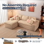 106" Oversized Couch Sofa, L Shape Couches for Living Room, No Assembly Required Corduroy Sectional Sofas with Left Facing Chaise for Home Apartment