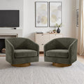 Lumibee Swivel Accent Chairs Set of 2, Chenille Fabric Swivel Barrel Chairs for Living Room, Modern Comfy Upholstered Round Armchairs Single Sofa Chairs for Bedroom, Club-Tan