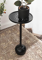 Kate and Laurel Miki Modern Pedestal Drink Table, 10 x 10 x 23, Black, Decorative Accent Patio Table for Use as Plant Stand Indoors or Outdoors or as a Living Room Martini Table