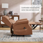 Manual Recliner Chair with Massage & Lumbar Heat, Breathable Leather Reclining Chair for Adults, Humanized Design Easy to Install Living Room Recliners Camel Brown