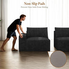 Vesgantti 114" Modular Sectional Boneless Couch, Modern 3 Seater Sofa with Ottoman & Deep Seat, Convertible Chenille L Shaped Cloud Couches for Living Room, No Assembly Required, Black