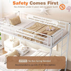 Giantex Metal Bunk Beds Twin Over Full Size, Heavy Duty Loft Bunk Bed with Ladder & Guardrail, Space Saving Bunk Bed for Dorm Apartment, Teens & Adults, Noise-Free, No Box Spring Needed, White