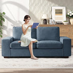 RISAR 71.25" Modern Loveseat Sofa for Living Room, Chenille Couch with Removable Cover & Spring Cushions, Solid Wood Frame, Easy Assembly for Small Spaces (Blue)