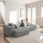 WJShome 119" L Shaped Sectional Couch,Modern Modular Sofa with Ottoman,Linen Deep Loveseat with Pillows Couches for Living Room, Bedroom and Apartment,Gray