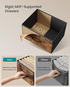 SONGMICS Dresser for Bedroom, Chest of Drawers, TV Stand, Steel, MDF, 6 Non-Woven Fabric Drawers, Storage Organizer Unit, Closet, Entryway, Rustic Brown and Ink Black ULGS123B02S