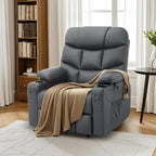 MCombo Power Lift Recliner Chair with Extended Footrest for Elderly People, Faux Leather 7287 (Dark Grey, Medium)