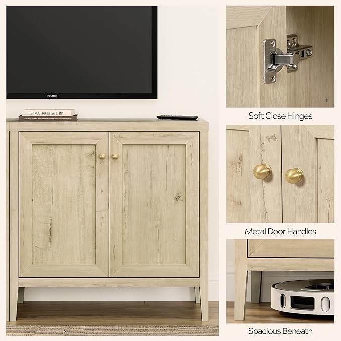 63" Large Buffet Cabinets Set of 2, Farmhouse Sideboard Cabinet with Storage, Accent Credenza Cabinet, Wood Kitchen Cabinets, Coffee Bar Console Table for Living, Dining Room, Light Oak