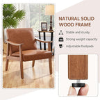 Yaheetech PU Leather Accent Chair, Mid-Century Modern Armchair with Solid Wood Legs, Reading Leisure Chair for Living Room Bedroom Waiting Room, Light Brown, Set of 2