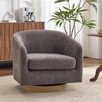 AEDI Swivel Accent Chair with Solid Wood Base, Upholstered Barrel Armchair for Living Room, Modern Small Club Chair,Gray