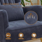 Fabric Accent Living Room Arm Chair Set of 2 Mid Century Modern Chairs with Pillow & Golden Legs, 8.5" Thick Cushion, Upholstered Comfy Sofa Armchair for Reading Room/Bedroom, Navy