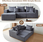 101" Sectional Couches for Living Room,Boneless Cloud Couch,L-Shaped Sofa with Oversized Deep Seat,Comfy Couch for Bedroom,Compressed Sofa in a Box,No Assembly Required,Grey