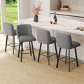 Swivel Bar Stools Set of 4, 26''H Upholstered Barstools with Backs, Modern Counter Height Bar Stool Chairs for Kitchen Island, Metal Legs, Fabric, Gray Counter Stools