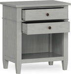 SIMPLIHOME Carlton Solid Wood 24 Inch Wide Contemporary Bedside Nightstand Table in Fog Grey, for The Living Room and Bedroom