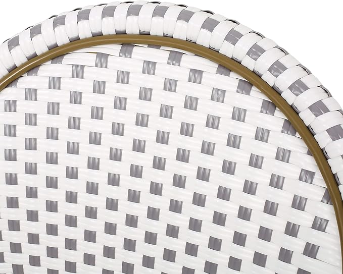 Christopher Knight Home Philomena Outdoor French Bistro Chair (Set of 4), Gray + White + Bamboo Print Finish