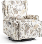 UIXE Swivel Rocker Manual Recliner Chairs Set of 2, Wingback Swivel Glider Fabric Nursery Reclining Sofa Chair, High Back Upholstered Arm Chair for Living Room Bedroom - Beige Plants