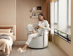 KEIKI Modern Comfy Swivel Accent Reading Chair, 360°Round Upholstered Barrel Armchair Single Club Lounge Sofa Chairs for Living Room,Bedroom, Office,Beige